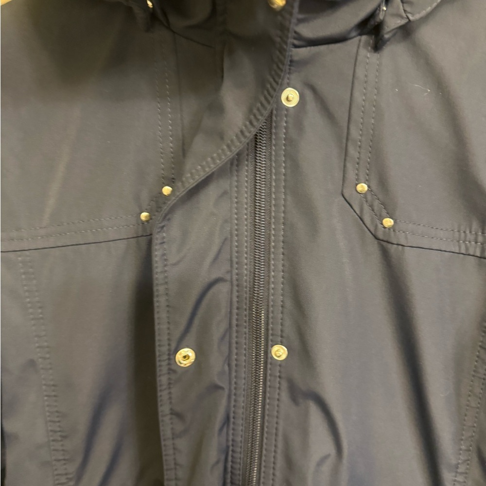 Weatherproof Navy Hooded Jacket with Gold Accents Women’s Sz S - Picture 10 of 16